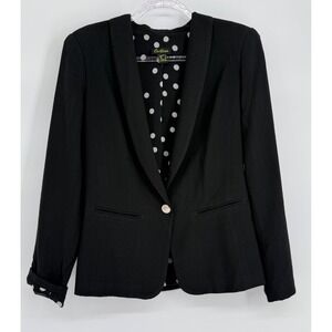 Cartise Womens Black Shawl Collar Blazer Polka Dot Lining Made in Canada Sz 8